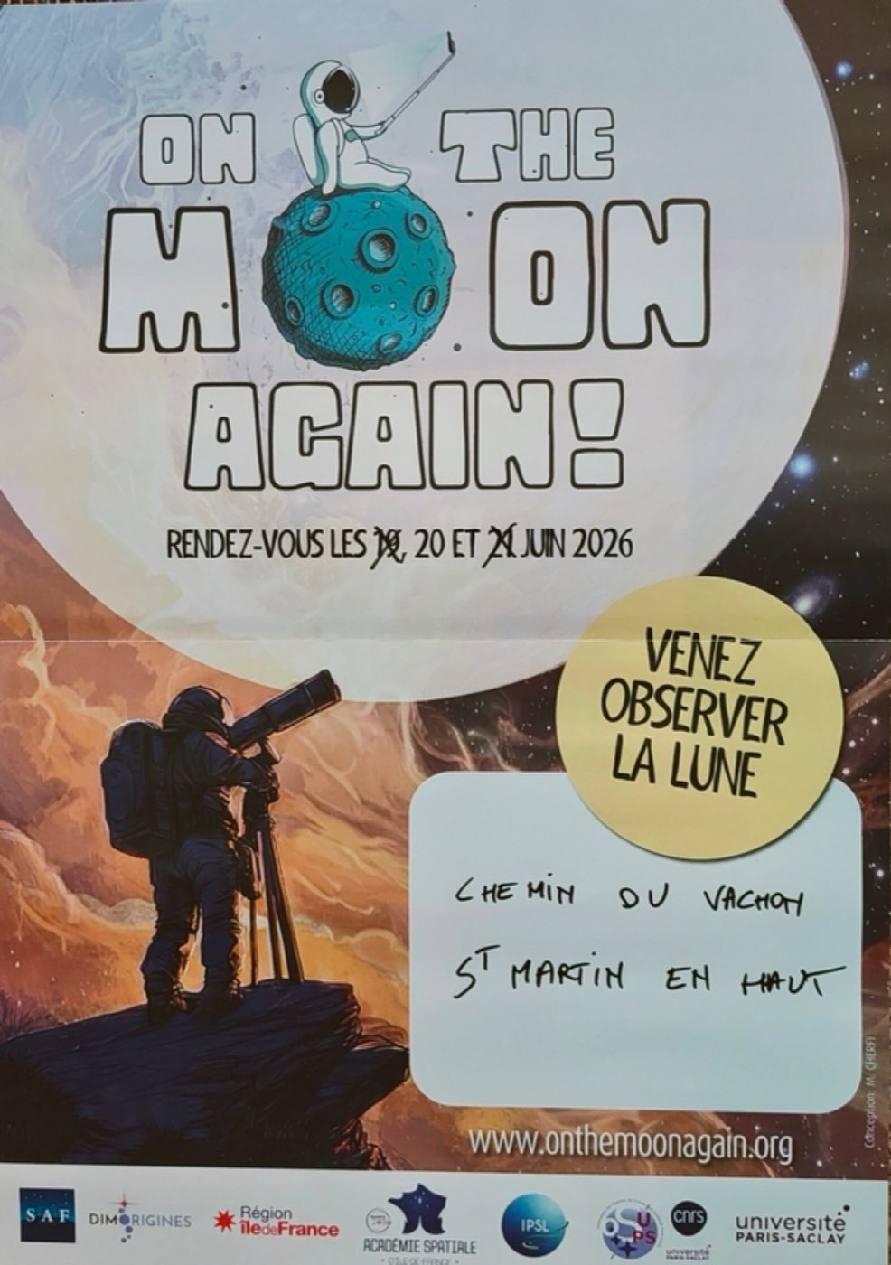 Affiche « On the Moon Again » : venez observer la Lune, chemin du Vachon, Saint-Martin-en-Haut